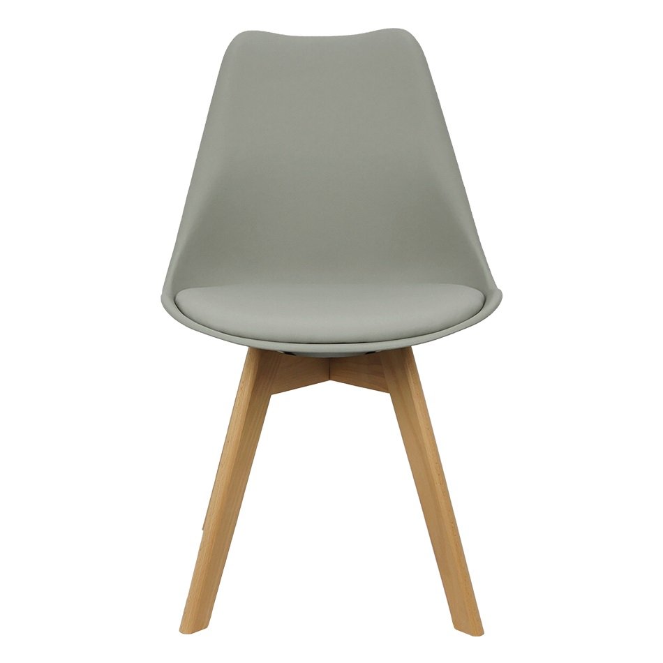 Kit 2 Cadeiras Charles Eames Leda Luisa Saarinen Design Wood Estofada Base Madeira - Cinza - 3