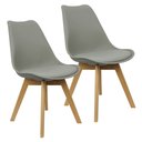 Ver imagem 1 de Kit 2 Cadeiras Charles Eames Leda Luisa Saarinen Design Wood Estofada Base Madeira - Cinza