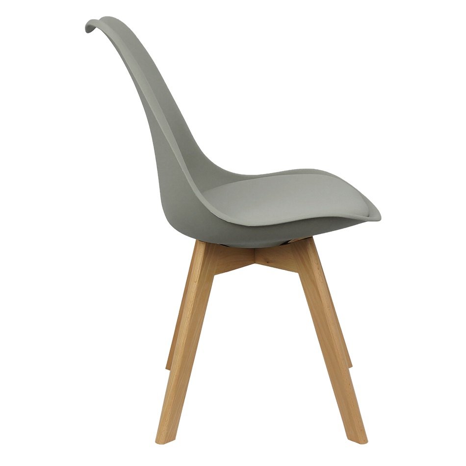 Kit 2 Cadeiras Charles Eames Leda Luisa Saarinen Design Wood Estofada Base Madeira - Cinza - 4