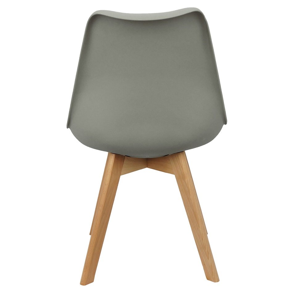 Kit 2 Cadeiras Charles Eames Leda Luisa Saarinen Design Wood Estofada Base Madeira - Cinza - 5