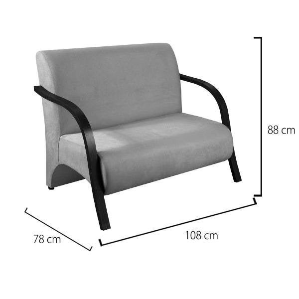 Conjunto Poltronas Vênus Braços em Madeira 1 Namoradeira 2 de um Lugar Escritório D Salla Suede Verd - 3
