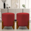Ver imagem 1 de Kit 2 Puff Redondo Veludo com Pés em Madeira Maciça Decorativo Sala Quarto - Vermelho