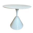 Ver imagem 1 de Mesa de Jantar Cone Redonda Masp 110 Cm Tampo Laca Branca Base Branca Personal Decor Marrom