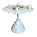 Ver imagem 2 de Mesa de Jantar Cone Redonda Masp 110 Cm Tampo Laca Branca Base Branca Personal Decor Marrom