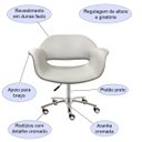 Ver imagem 2 de Kit 2 Poltronas Escritório Eduarda Cor Prata Regulagem de Altura e Rodízios Poltronas do Sul