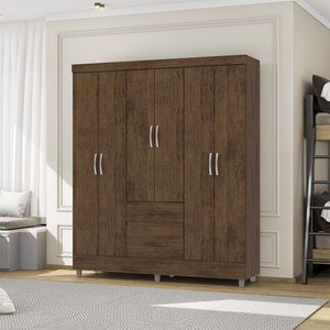 Guarda Roupa Roupeiro Solteiro Ideal 6 Portas Plus Imbuia Vila Rica
