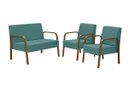 Ver imagem 1 de Kit 3 Poltronas Decorativa Jade Braço Madeira D'Salla Suede Turquesa