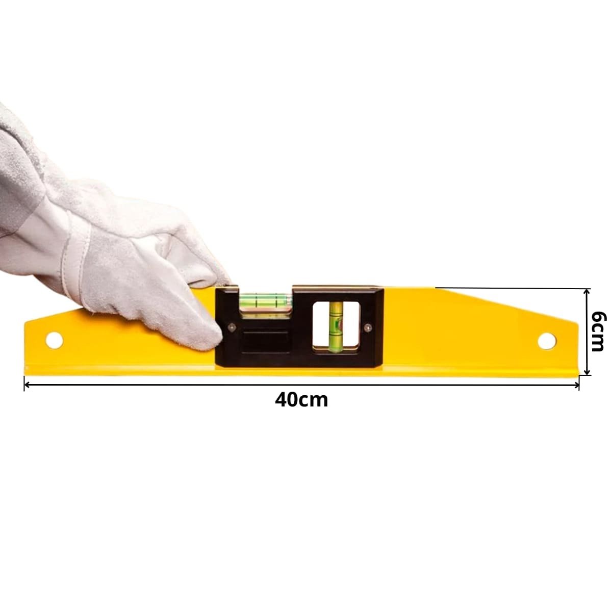 Nível de Mão Nivelamento Magnético Alumínio 14" X 40cm com Imã + Esquadro de Aço 12" Cabo Metálico - 2