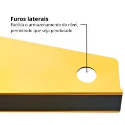 Nível de Mão Nivelamento Magnético Alumínio 14" X 40cm com Imã + Esquadro de Aço 12" Cabo Metálico - 5