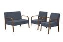 Ver imagem 1 de Kit 3 Poltronas Decorativa Jade Braço Madeira D'Salla Suede Azul Bic