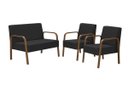 Ver imagem 1 de Kit 3 Poltronas Decorativas Jade Braço Madeira D'Salla Suede Preto