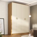 Ver imagem 1 de Guarda Roupa Solteiro 100% MDF BP 4 Portas 2 Gavetas Asti Marrom/Nogueira/Off White