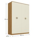 Ver imagem 7 de Guarda Roupa Solteiro 100% MDF BP 4 Portas 2 Gavetas Asti Marrom/Nogueira/Off White