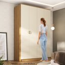 Ver imagem 2 de Guarda Roupa Solteiro 100% MDF BP 4 Portas 2 Gavetas Asti Marrom/Nogueira/Off White