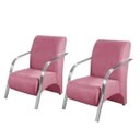 Ver imagem 1 de Kit 2 Poltronas Decorativas Vênus 1 Lugar Braço Pé Alumínio D Salla Suede Rosa
