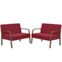 Ver imagem 1 de Kit Poltrona Decorativa 2 Namoradeiras Jade Braço Madeira D Salla Suede Vermelho