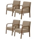 Ver imagem 1 de Kit 4 Poltronas Decorativas 1 Lugar Jade Braço Madeira D Salla Suede Cappuccino