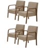 Kit 4 Poltronas Decorativas 1 Lugar Jade Braço Madeira D Salla Suede Cappuccino - 1