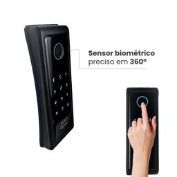 Fechadura Digital Sl140b com Biometria de Sobrepor Preta Fosca - 2