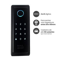 Fechadura Digital Sl140b com Biometria de Sobrepor Preta Fosca - 5