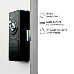 Fechadura Digital Sl140b com Biometria de Sobrepor Preta Fosca - 4