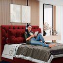 Ver imagem 2 de Almofada para Cabeceira Encosto Apoio Lombar Spot 140cm com Porta Celular Veludo - Desk Design