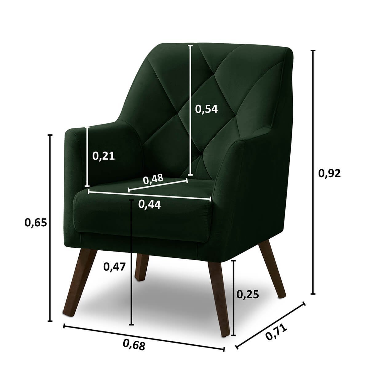 Poltrona Decorativa Retrô Recepção Magali Veludo Verde Folha LANSOFBR Lansof Brasil POLTRONA MAGALI  - 5