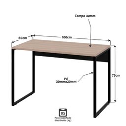 Escrivaninha Mesa para Escritório Diretor Estilo Industrial 100cm - 4