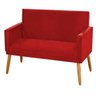 Poltrona 2 Lugares Simples para Sala Decorativa Suede Vermelho - 2