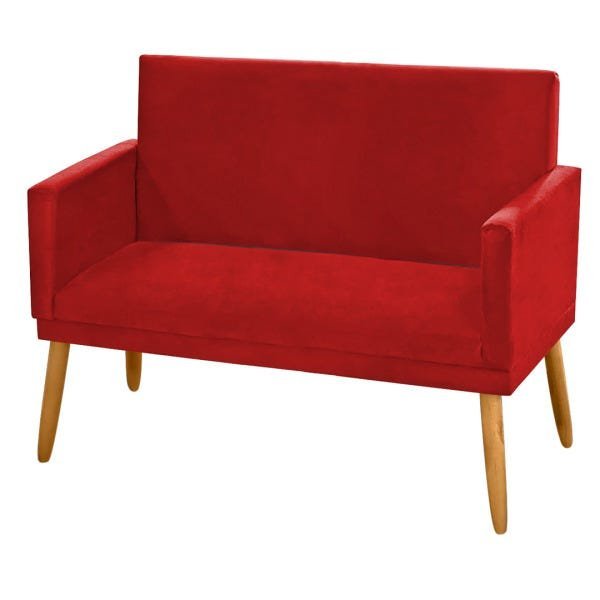 Poltrona Decorativa Namoradeira Nina 2 Lugares Suede Vermelho - 1