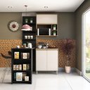 Ver imagem 1 de Cozinha Compacta 4 Peças com Bancada Mesa Gourmet Armário com Nicho Balcão 80cm Mel Luciane Móveis