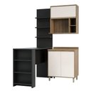 Ver imagem 3 de Cozinha Compacta 4 Peças com Bancada Mesa Gourmet Armário com Nicho Balcão 80cm Mel Luciane Móveis