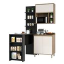 Ver imagem 2 de Cozinha Compacta 4 Peças com Bancada Mesa Gourmet Armário com Nicho Balcão 80cm Mel Luciane Móveis