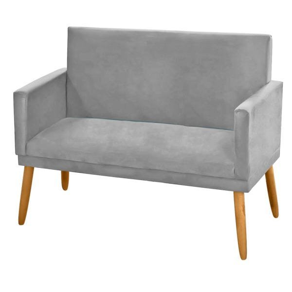 Poltrona Decorativa Namoradeira Nina 2 Lugares Suede Cinza Claro - 1