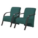 Ver imagem 1 de Kit 2 Poltronas Decorativas Vênus 1 Lugar Braço Pé Madeira D Salla Suede Verde