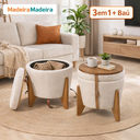Ver imagem 1 de Puff Baú Rústico com Tampo de Mesa e Pés Madeira – Organização e Estilo