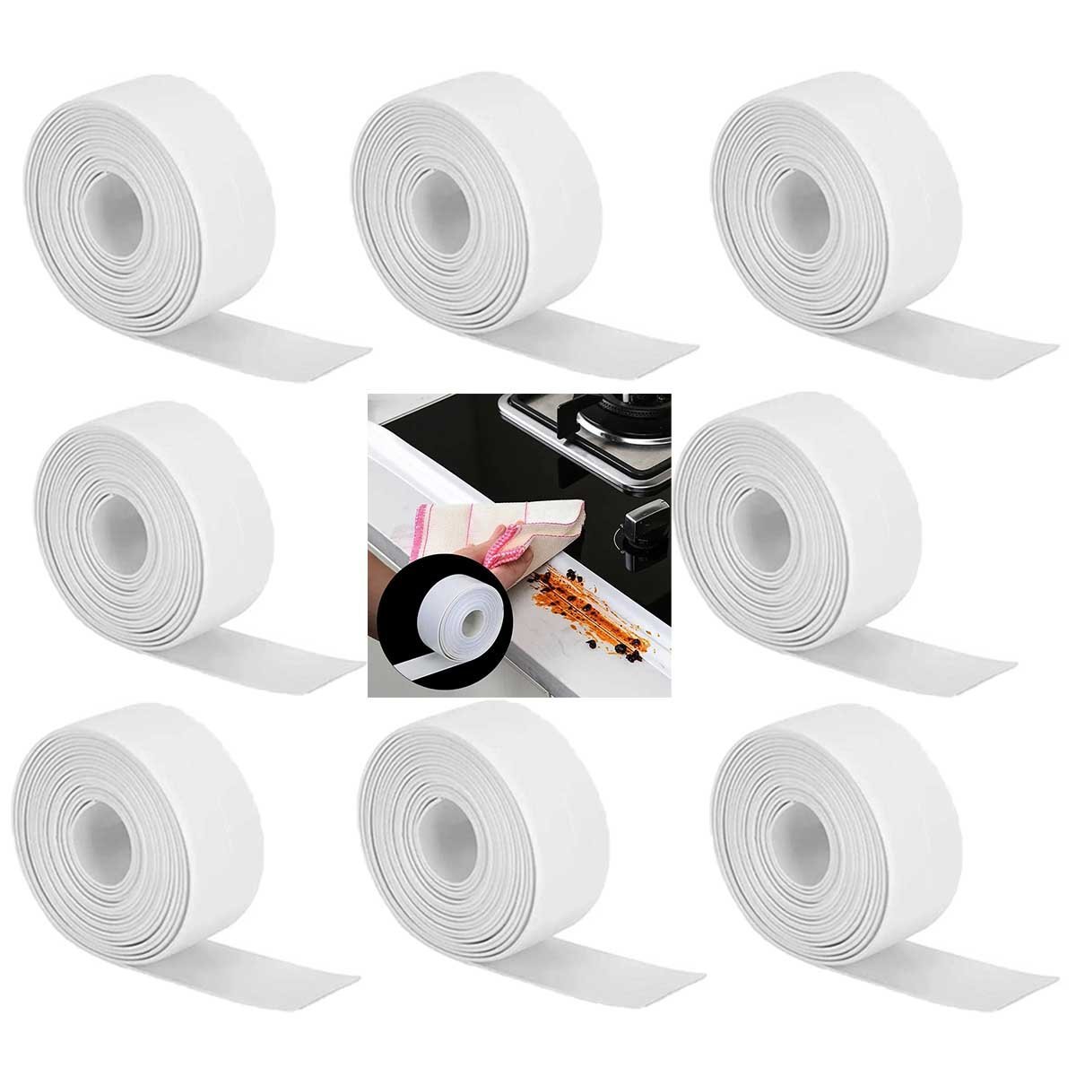Fita Autoadesiva Kit 8 Uni Vedaçao Selante Impermeavel Construçao Cozinha Banheiro Casa Pia Multiuso - 1