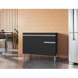 Balcão Multiuso Organizador Tatiane 100 Cm Preto sem Tampo Ajl Móveis - 2