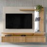 Painel Suspenso para TV até 60 Pol. 2 Portas Ripadas Cherry L06 Carvalho/Off White - Mpozenato - 2