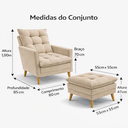 Ver imagem 7 de Kit Poltrona Reclinavel + Puff Amamentação Granada Tecido Veludo - Sofatec