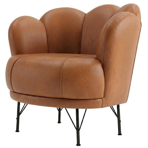 Poltrona Decorativa Organica Flora Pes Ferro Courino Tcs 727 Moll