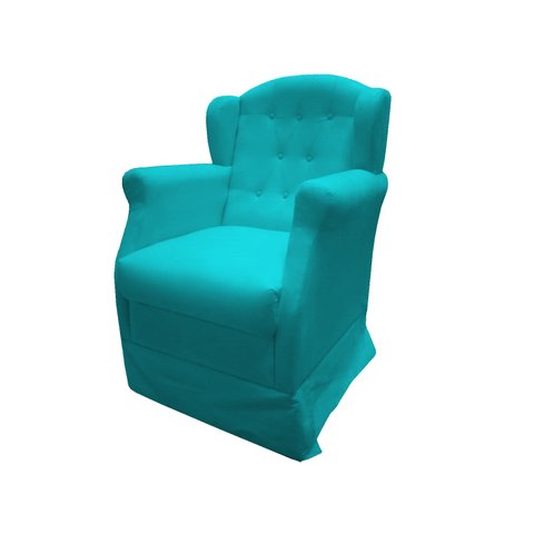 Poltrona Cadeira De Amamentação Com Balanço Manu Suede Azul Tifany Ms Decor