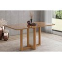 Ver imagem 1 de Mesa de Sala Jantar Natalí Sc71 C/ Tampo Madeirado C/ Vidro Curvo 160x90cm Nature - Henn