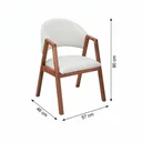 Ver imagem 3 de Cadeira de Jantar com Apoio de Braço 100% Madeira Maciça França Off White/Castanho