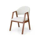 Ver imagem 5 de Cadeira de Jantar com Apoio de Braço 100% Madeira Maciça França Off White/Castanho