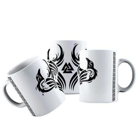 Caneca Cerâmica Símbolos Deus Odin Vikings Olho Sabedoria - Teste Vitoria