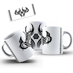 Caneca Cerâmica Símbolos Deus Odin Vikings Olho Sabedoria - Teste Vitoria - 2