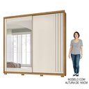 Ver imagem 5 de Guarda Roupa Casal 2 Portas de Correr e Espelho 242cm Lara M07 Freijó/off White - Mpozenato