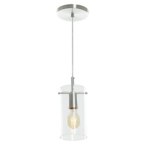 Luminária Lustre Pendente Cilindrico Cubo de Vidro Escovado