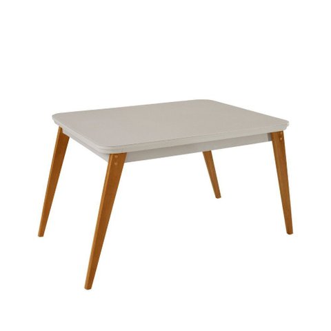 Mesa de Jantar Copper 120cm Madeira Tampo com Vidro Canto Copo Moderna Mobília